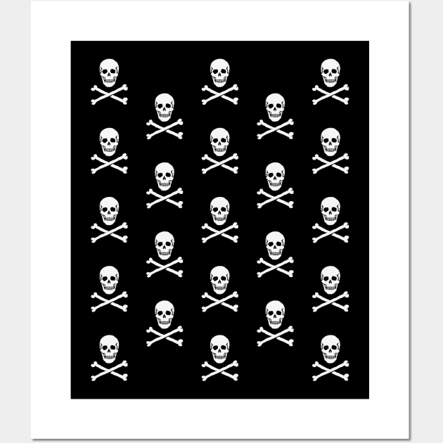 Skull & Crossbones / Jolly Roger (Pattern / White) Wall Art by MrFaulbaum